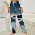 thumbnail image 3 of Starry Night Forest River Winter Female Pants Flannel High Waist Women Pants Lady Warm Straight Leg Plush Trousers, 3 of 7