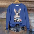 thumbnail image 1 of Ensembles Courts pour Femmes 2 Pcs Pâques Col Rond Manches Raglan Imprimé Haut à Manches Longues Chandail à Capuchon, 1 of 5