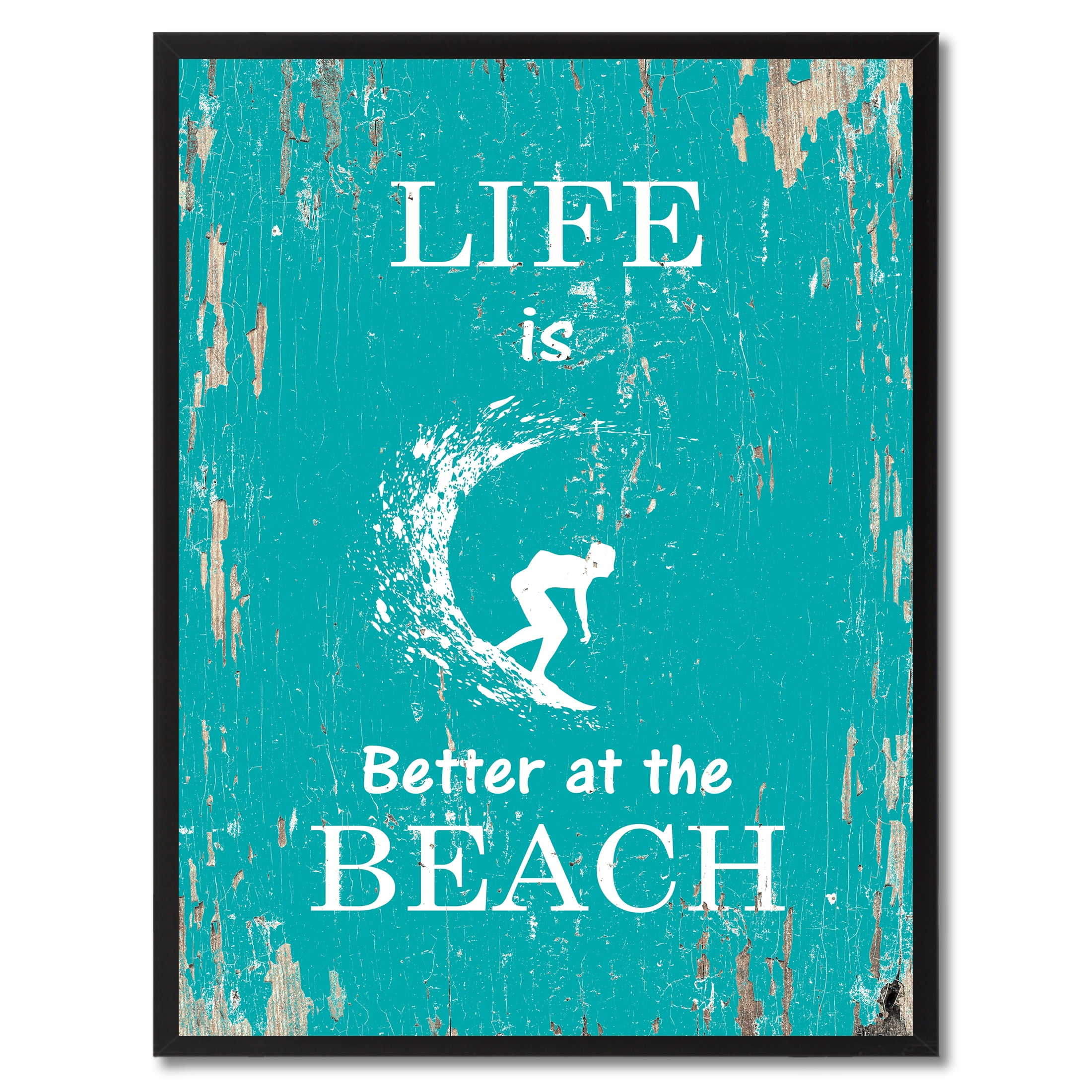 Life Is Better At The Beach Quote Saying Canvas Print Picture Frame