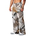 thumbnail image 3 of Havenx Men's Camo Sweatpants Wide Leg Dry Leaf Print Elastic Waist Sweat Pant with Pockets Open Bottom Camouflage Bottoms Casual Fashion Y2k Loose Fit Jogger Clothing,Gray 2XL, 3 of 7