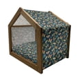 thumbnail image 2 of Flowers Pet House, Butterflies and Flowers Springtime Nature Inspired Print Illustration, Outdoor & Indoor Portable Dog Kennel with Pillow and Cover, 5 Sizes, Yellow and Petrol Blue, by Ambesonne, 2 of 5