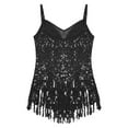 thumbnail image 4 of TiaoBug Kids Girls Sequins Fringed Latin Dance Leotard Gymnastic Tassel Dress Jazz Dancewear Black 12, 4 of 7