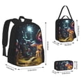 thumbnail image 4 of Naloa Purple Glowing Mushroom Print Large Capacity Backpack Lunch Bag Pencil Case Combination 3 Piece Set for Student, 4 of 8