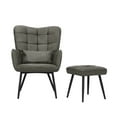 thumbnail image 5 of Abble Faux Leather Accent Chair with Ottoman and Toss Pillow for Living Room, Bed Room, Gray, 5 of 6