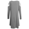 thumbnail image 5 of Mode Femmes Couleur Unie Occasionnel Fuite Creux Épaule avec Robe de Poche, 5 of 5
