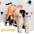 thumbnail image 2 of Halloween Dog Ghost 40oz Tumbler Cup with Handle and Straw, Spooky Holiday Gifts for Women Men, Stainless Steel Insulated Water Bottle 1PC, 2 of 4