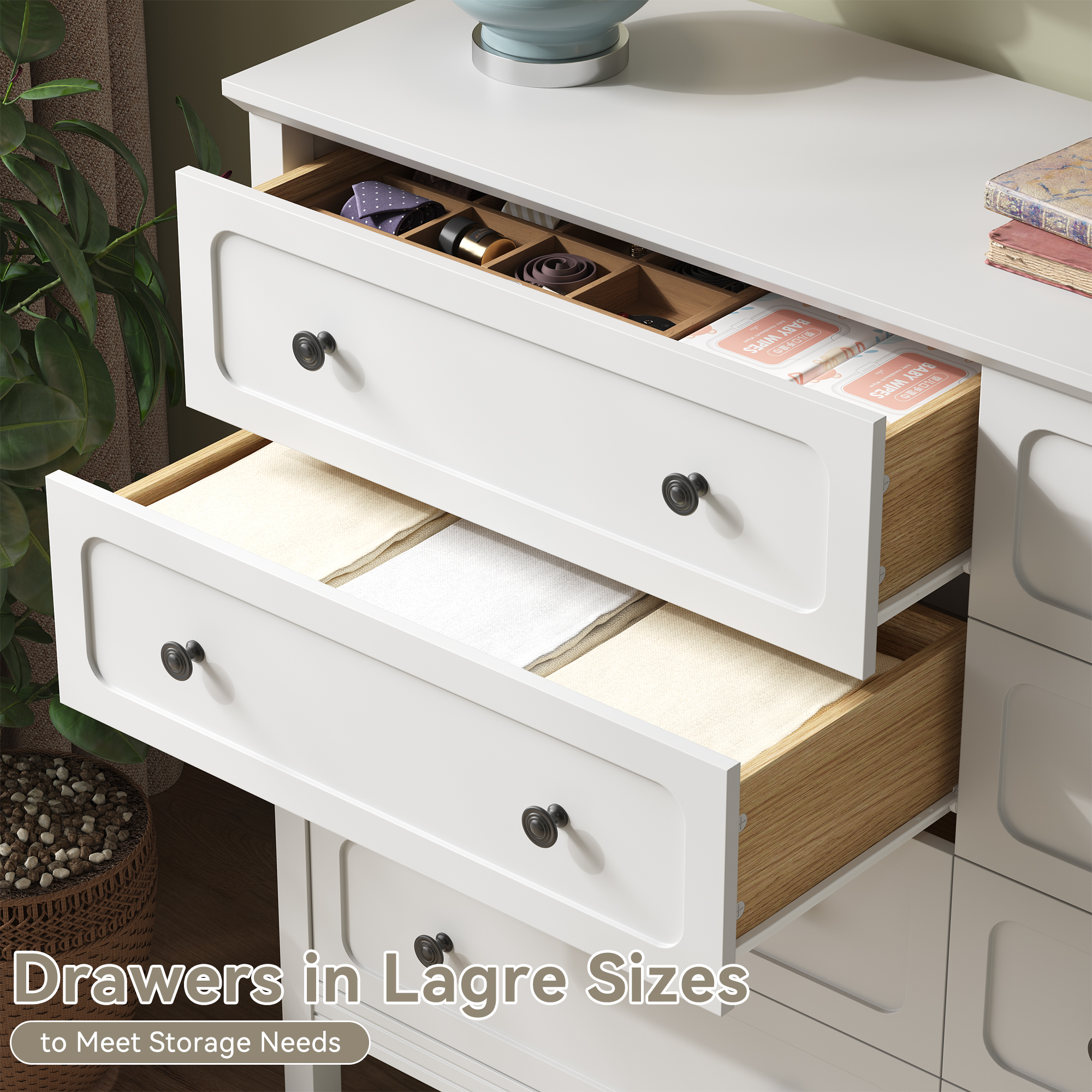 YouTrend 8-Drawer Dressers for Bedroom,55.1"Width Modern Chest of Drawer with Metal Handlesfor Living Room,Hallway,Entryway,White