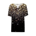 thumbnail image 4 of DeHolifer T Shirt for Women Short Sleeve V Neck Button Sequin Printed Loose Casual T Shirt Summer Fashion Tee Tops Gold S, 4 of 4