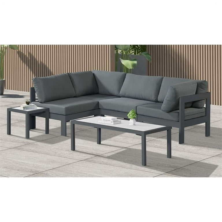 Meridian Furniture Nizuc Outdoor Patio Grey Aluminum Modular Sectional 5A Meridian Furniture Nizuc Outdoor Patio Grey Aluminum Modular Sectional 5A
