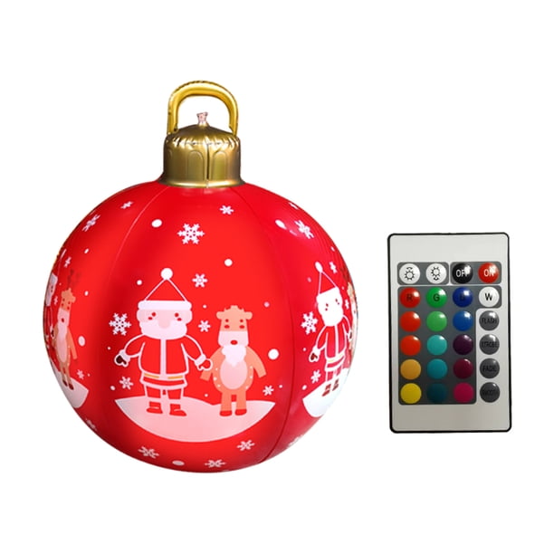 FunnyBeans Light Up PVC Inflatable 23.6" Christmas Ball, Decorated Ball