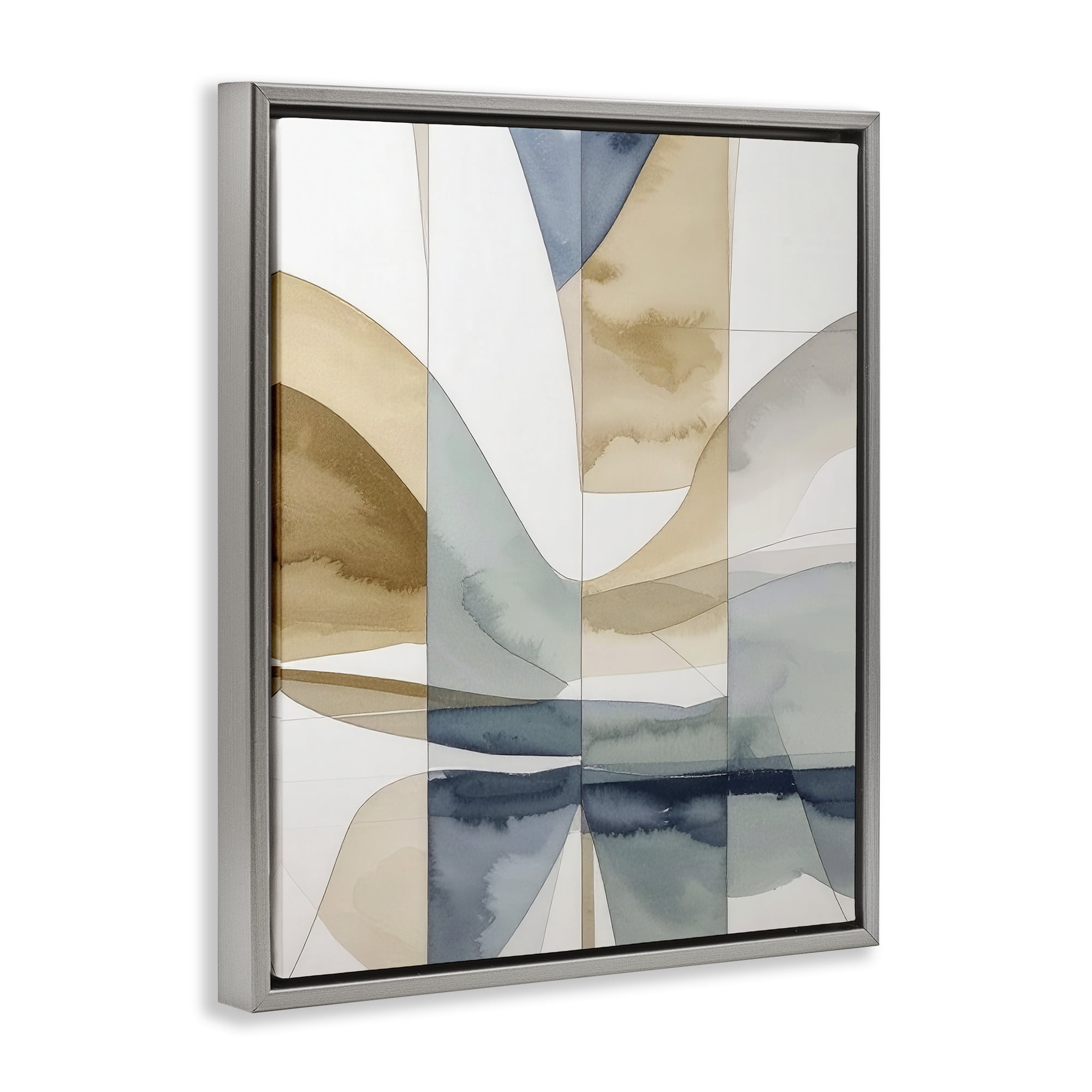 Stupell Industries Geographic Fluid Abstraction Gray Framed Floater Canvas Wall Art, design by Alonza Saunders