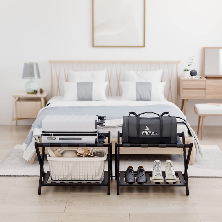 S◇685 DEMODEMIX HOTEL RACK - natural - Smuxee Bamboo Folding Luggage Rack, Wooden Suitcase Holder for