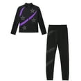 thumbnail image 4 of TiaoBug Kids Girls Shiny Figure Ice Skating Long Sleeve Jacket with Gymnastics Leggings Set Purple 14, 4 of 6
