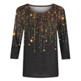 thumbnail image 4 of Sequins Graphic Tshirts for Womens Plus Size 3/4 Sleeve Tops Dressy Casual Crewnek Summer Tee Tunic, 4 of 5