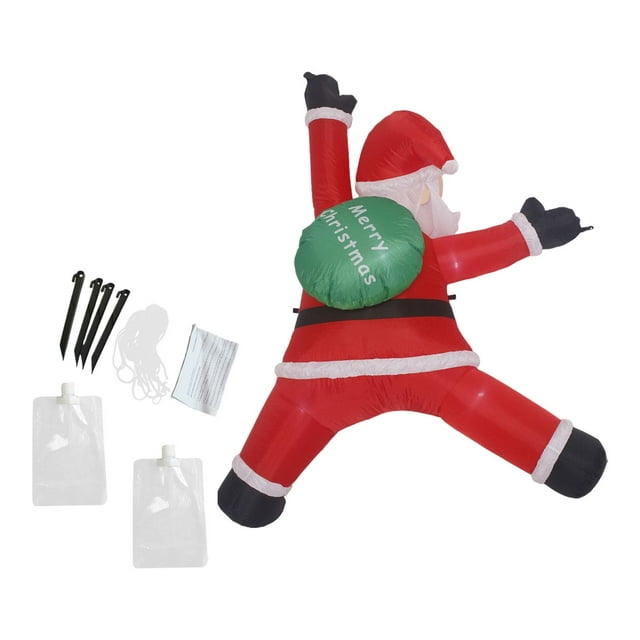 Adorno navideño inflable de Papá trepador con luces LED incorporadas. Incluye bolsa de regalo. Ideal para decorar paredes, techos, porches y