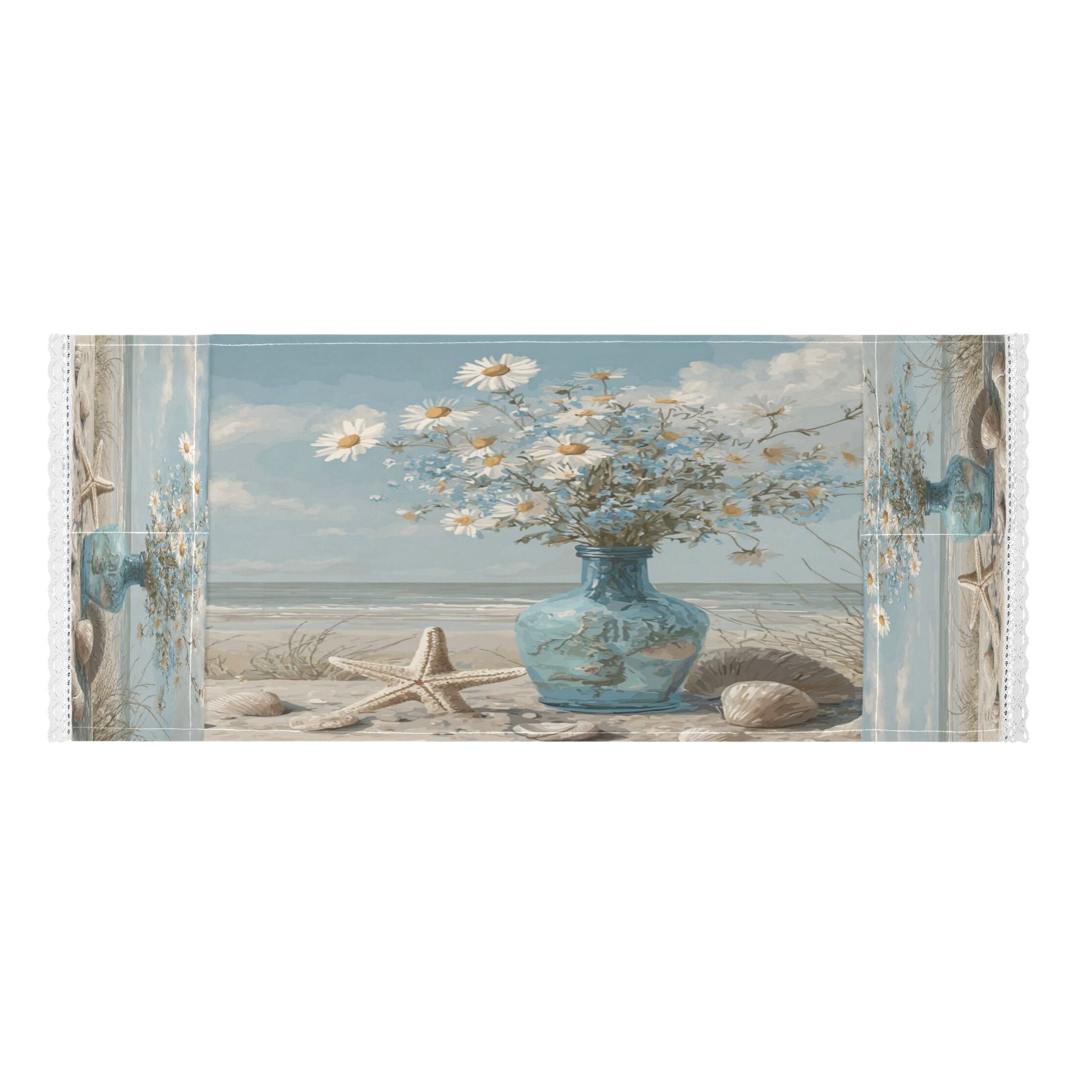 Wobogo Seaside Flowers Washing Machine Cover Dustproof Washer Dryer Cover Waterproof Laundry Room Decorative Protector
