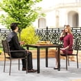 thumbnail image 6 of Outsunny Slatted Design Patio Dining Chairs, Set of 2 Stackable Garden Chairs, Dark Brown, 6 of 9