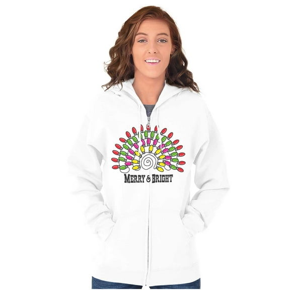 Christmas Lights Merry and Bright Women Plus Size Zipper Hoodie Brisco Brands 5X