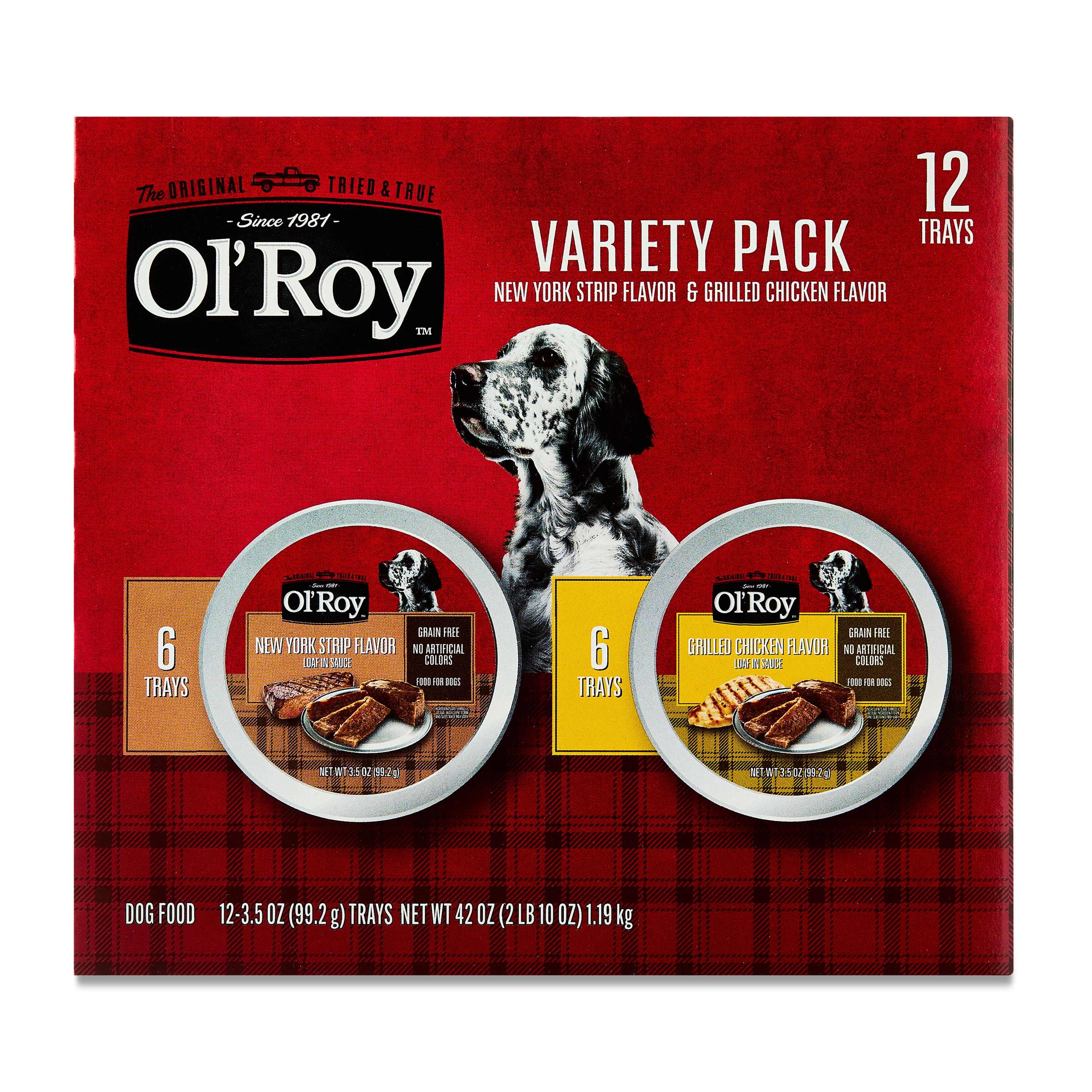 (2 pack) Ol' Roy Grain-Free Wet Dog Food Variety Pack New York Strip & Grilled Chicken, 3.5 oz Cups, 12 Pack