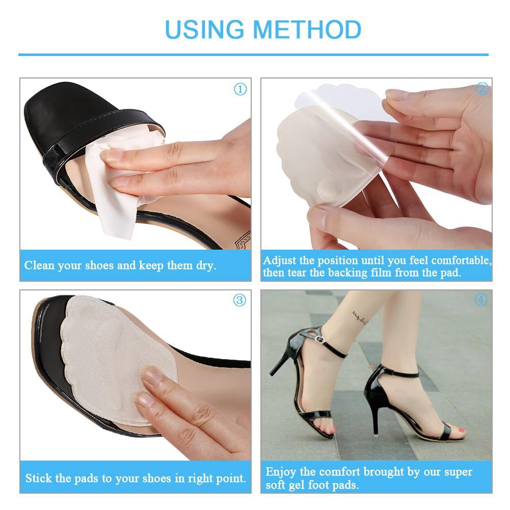 Details about   Walkize 2 Pairs Gel Ball of Foot Cushions Anti-slip Foot Pads Reusable Clear&Blk 