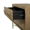 thumbnail image 7 of 2-Drawer Latte Finish Nightstand with USB Charging Ports, Solid Wood & MDF, Elm Veneers, Felt & Cedar Lined Drawers, Modern Design, 30"W x 17"D x 26"H, Light Brown, 7 of 7