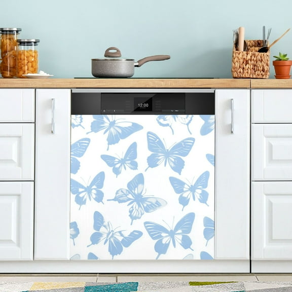 Yayeee Magnetic Dishwasher Cover for The Front Decoration Home Kitchen Machine Sticker Protector, Blue Butterfly