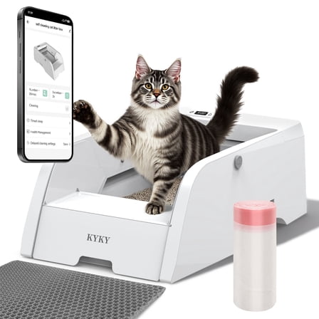 Self Cleaning Litter Box, Upgraded Automatic Cat Litter Box Self Cleaning with APP Control, Large Open Design for Single/Multiple Cats, Anti Pinch and Odorless