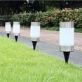thumbnail image 5 of 1pc Solar Power Mini Lanscape Ground Light Stick Lamp Courtyard Lawn Light (Solar Power 1LED Cylindrical Lawn Lamps White Light Black + Silver), 5 of 7