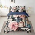 Pink Floral Comforter Set 7 Piece King Size Modern Fashion Bed In A Bag