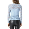 thumbnail image 3 of INSPIRAR CHIC Blusa de Encaje Floral Transparente de Manga Larga con Cuello Alto XL Azul Claro, 3 of 6