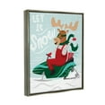 thumbnail image 3 of Let It Snow Moose Sleigh Holiday Graphic Art Luster Gray Framed Art Print Wall Art, 3 of 6