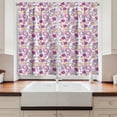 thumbnail image 2 of Ambesonne East Kitchen Curtains, Watercolor Peonies Art, 55"x45", Magenta Purple Yellow, 2 of 3