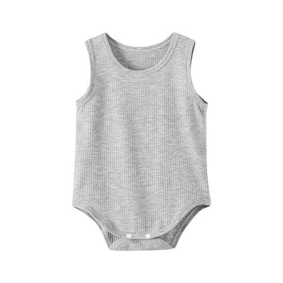 Zpanxa Newborn Onesies Unisex Ribbed Sleeveless Solid Color Summer Bodysuit with Snap Crotch Gray 9 Months