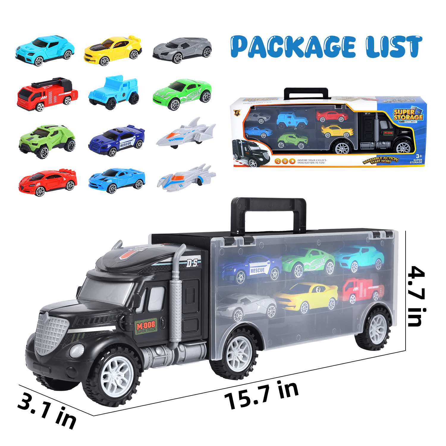 WonderStone Carrier Truck With 12 Race Cars photo 6