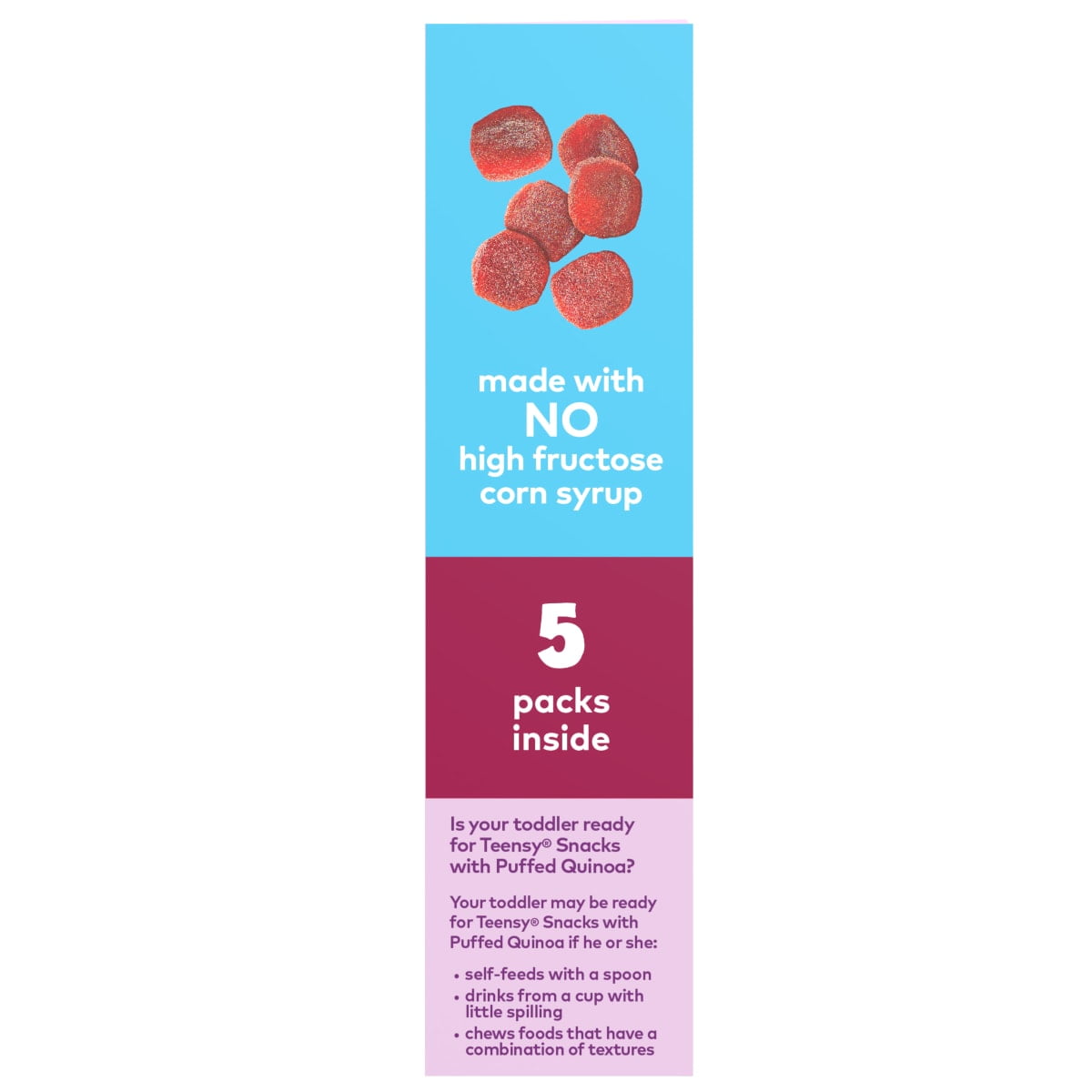 Plum Organics Teensy Snacks Soft Fruit Snacks, Mixed Berry, 0.35 oz Bags, 5 Count, 8 Pack