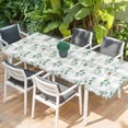 thumbnail image 2 of Daisy Table Cloths for 8 Foot Rectangle Tables, Spring Eucalyptus Leaves Flowers Botanical Gray Plaid Patio Waterproof Elastic Fitted Tablecloths, Washable Rectangular Table Cover for Camping, 2 of 8