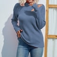 thumbnail image 2 of Miluxas Plus Size Sweater Tops On Seasonal Clearance Women's Solid Long Sleeve Pullove Sweater Tops Blue 10(XL), 2 of 8