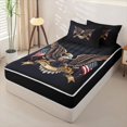 thumbnail image 2 of Manfei Wild Bald Eagle Zipper Twin Comforter Sets with Fitted Sheet and 2 Pillowcases,Vintage Patriotic Flag Zipper Bedding Set,Black,Black Reversible,4pcs, 2 of 8