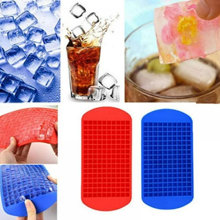 Vikakiooze 160 Silicone Ice Cube Trays, Crushed Ice Cube Mold Easy Release Small Ice Cubes for Cooling Whiskey Cocktails, Kitchen Gadgets Stackable
