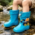 thumbnail image 2 of XUNKUSGA Toddler Boys Girls Rain Boots Kids Cute Cartoon Pattern Waterproof Rain Shoes with Adjustable Drawstring Non-Slip Lightweight Mud Boots for Boys Girls, 2 of 9