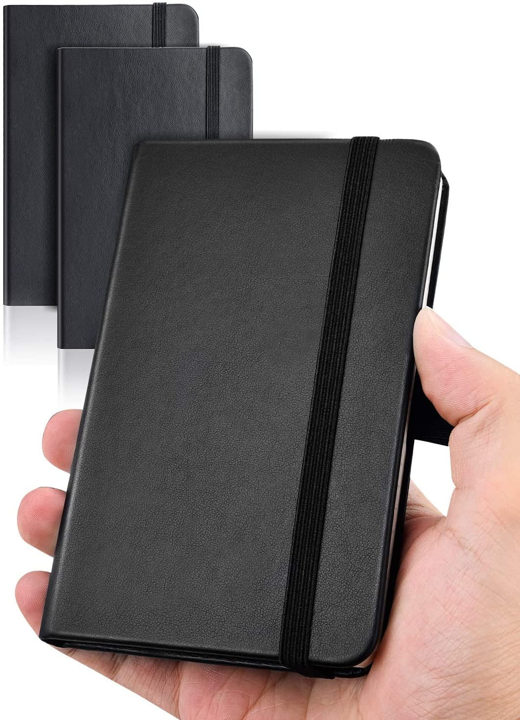 Black Inside Pockets 100gsm Ruled/Lined Paper 3.5 x 5.5 Small Bullet Hard Cover Pen Holder 2-Pack
