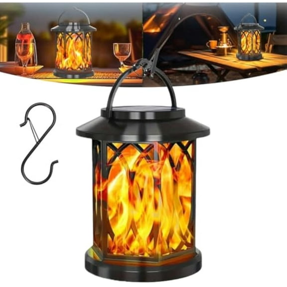 Gosibconp Upgraded Flickering Flame Solar Lantern Outdoor Waterproof Light, Flickering Solar Lanterns, Realistic Dancing Flame Solars Lantern Outdoor Lights, Flameless Lanterns for Yard(1PC)