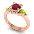 thumbnail image 2 of 2.50 Carat Round Cut Red Ruby & Peridot Gemstone Unique Ring for Proposal Gift Solid 18K Rose Gold Size 10.5 by Diamond-Capitals, 2 of 8