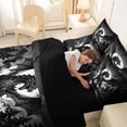 thumbnail image 4 of Metsweet Gothic Dragon Queen Bedding 7pcs, Magical Wildlife Bedding Comforter Set Queen, Black Gray White,Black Reversible, 4 of 6