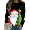 thumbnail image 1 of Innerwin Chandail de Noël Imprimé Élan pour Femmes Chandails de Noël Voyage Col Rond Ample chandail-Over Hauts Père Noël, 1 of 2