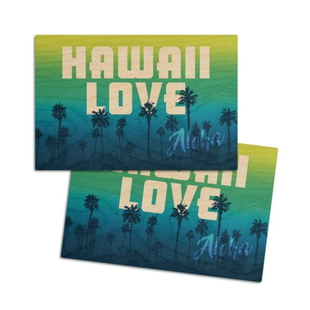 

Hawaii Love Palm Trees (4x6 Birch Wood Postcards 2-Pack Stationary Rustic Home Wall Decor)