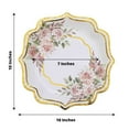 thumbnail image 3 of CUITING 25 Pack White Pink Paper Dessert Plates in Damask Floral Pattern  8” Round Disposable Salad Appetizer Plates with Scalloped Rims - 300 GSM, 3 of 11