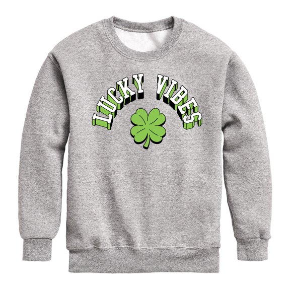 Instant Message - St. Patrick's Day Lucky Vibes Graphic Long Sleeve Fleece Sweatshirt