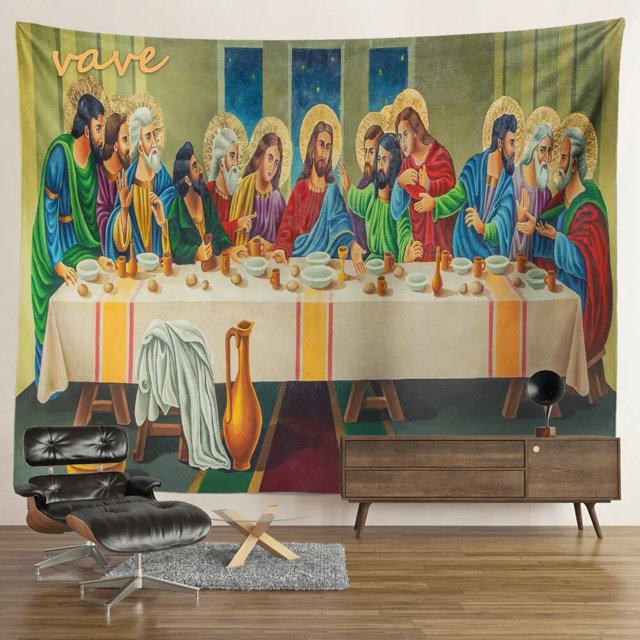 Tapiz de la Última Cena para decoración navideña, colgante de pared Vintage, Cristo, Jesús, Pascua, tapiz de tela grande, decoración estética