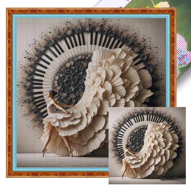 Kit Punto Cruz para Niña Bordado Con Hilo Algodón Ecológico 11CT Arte 40x40cm